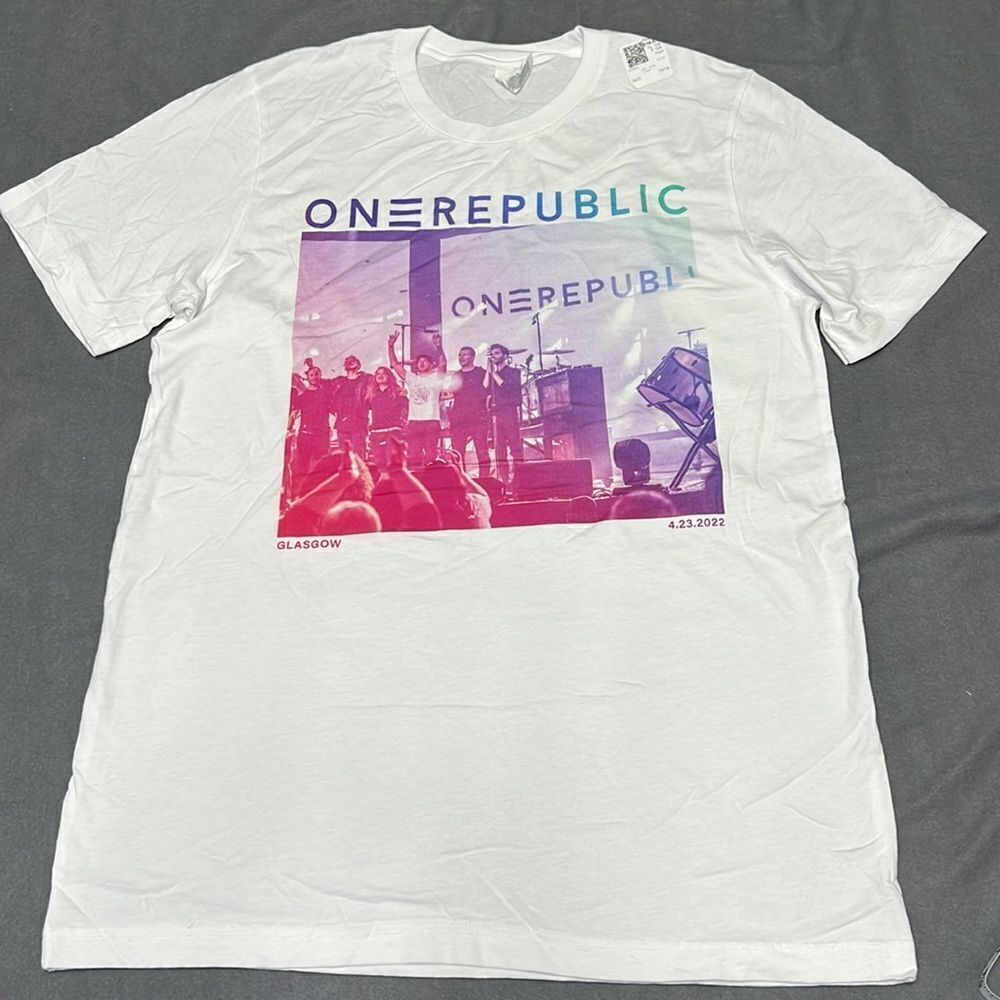 One Republic Glasgow Unisex White Graphic Tee Size Large